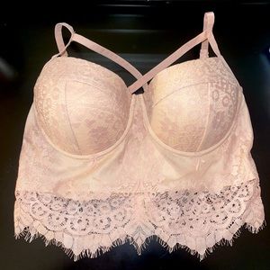 Charolette Russe pink lace bustier. Size medium